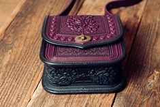 "This Purple leather shoulder bag will highlight Your style. Like leather or not - this lovely crossbody bag will impress You. Handmade with blanking and piercing method. Handbag will be a perfect gift for her - young princess and respectful lady will both love it. Dimensions: 20 cm / 8\" 20 cm / 8\" 8 cm / 3,5\" Soft skin inside 2 internal pockets stripe length 140 cm / 55\" *Slight deviations from the pictures (leather hue, color of inner lining) may occur. Please make sure You inform us in ad Hand Tooled Shoulder Bag As Gift, Hand Tooled Shoulder Bag For Gift, Hand-tooled Shoulder Bag For Gift, Rectangular Hand Tooled Shoulder Bag For Gift, Rectangular Hand Tooled Shoulder Bag, Rectangular Hand Tooled Shoulder Bag Gift, Rectangular Hand-tooled Shoulder Bag Gift, Black Ops Iii, Purple Handbags