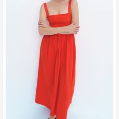 Xs Zara Women’s Red Elasticized Maxi Dress New With Tags Maxi Dress Size:M Casual Red A-line Maxi Dress, Red Midi Dress For Day Out, Summer Midi Length Red Midi Dress, Red A-line Maxi Dress For Summer, Zara Red Sundress Maxi Dress, Summer Red Midi Dress, Red Sundress Maxi Dress For Day Out, Red A-line Maxi Dress For Day Out, Zara Sleeveless Red Maxi Dress