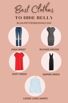 If you have a belly like me, dressing can be a challenge sometimes, as your tummy might often make you feel self-conscious. (I also have a clothing line for Stomach Pooch, Petite Dressing, Belly Clothes, Cruise Clothes, Apple Shape Outfits, Belly Pooch, Apple Shape, Self Conscious, Wardrobe Ideas