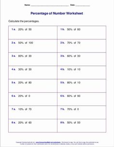 worksheet showing percentages and percentages for numbers in the worksheet