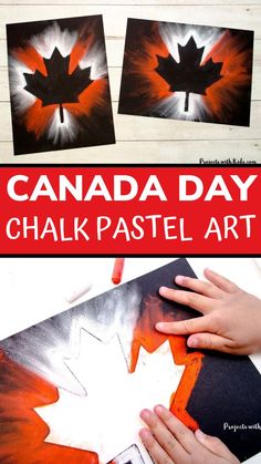 canada day chalk pastel art project for kids to make with the canadian maple leaf