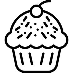 a cupcake with icing and sprinkles on top is shown in black and white