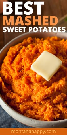 sweet potato mashed potatoes with butter in a bowl