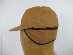 Vintage 1950s hunting hat, reversible cap. Made of brown duck denim with cotton flannel lining. Red side is red wool. Has ear flaps and union label. About a size small. In excellent condition, never used. New old stock. Vintage Faded Cap, Vintage Brown Cotton Baseball Cap, Vintage Adjustable Khaki Hat, Vintage Cotton Six-panel Baseball Cap, Vintage Brown 5-panel Hats, Hunting Caps, Hunting Hat, Scandinavian Chairs, Vintage Cap