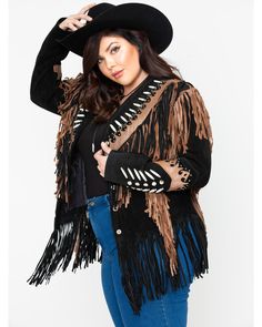 Liberty Wear Black Fringe Leather Jacket - Plus, Black Plus Size Western Wear, Cowgirl Jacket, Boot Barn, Fringe Leather Jacket, Western Leather, Black Fringe, Genuine Leather Jackets, Leather Fringe, Leather Jackets Women