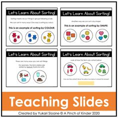 teaching slides with the words learn about sorting and matching things to teach them in different ways