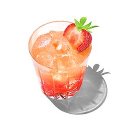 a drink with ice and strawberries in it