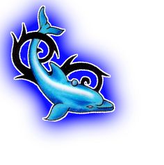 a drawing of a blue shark with an octopus on it's back