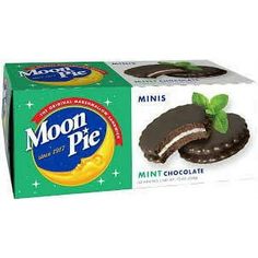 moon pie mint chocolate mini cookies in a carton with the box on the side