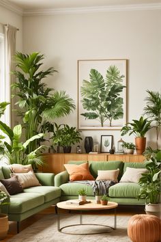 Interior Design Inspo Modern Bungalow House Interior Design, Cozy Earthy Apartment Aesthetic, Small Green Living Room Ideas, Biophilic Design Living Room, Cozy Interior Design Living Rooms, Cozy Green Living Room, Green Aesthetic Living Room, Small Modern Living Room Ideas, Australian Living Room