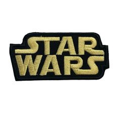 the star wars logo embroidered on a white background