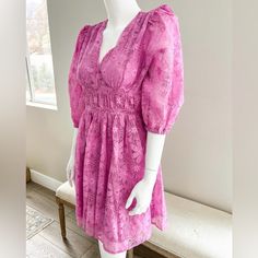 Rachel Parcell A-Line Lace Dress With Sinched Waist Line. Balloon Sleeve. Above Knee Length. Zips Up The Back. Double Lined. Never Been Worn / Brand New But Tag Is Missing. I Must Have Removed When I Got It And Hung In My Closet. Pink Half Sleeve Dress For Brunch, Feminine 3/4 Sleeve Midi Dress For Spring, Feminine Midi Dress With 3/4 Sleeves For Spring, Pink 3/4 Sleeve Dress For Spring, Pink Spring Dress With 3/4 Sleeves, Feminine Spring Dress With 3/4 Sleeves, Feminine Dresses With 3/4 Sleeves For Spring, Feminine 3/4 Sleeve Spring Dresses, Pink 3/4 Sleeve Dress For Brunch