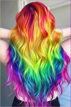 Heatless Curls Tutorial!! How to make Heatless Curls! @marenanicole on TikTok Hair Color Photo, Rainbow Hair Inspiration, Long Rainbow Hair, Fun Hair Styles Long Hair, Dyed Hair Rainbow, Crazy Hair Dye, Colorful Hair Dye Ideas, Hair Rainbow Color, Vivid Color Hair