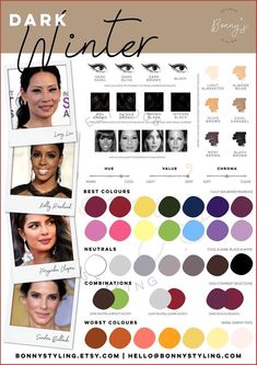 Winter Color Analysis, Color Analysis Winter, Cool Winter Color Palette, Clear Winter, Mode Tips