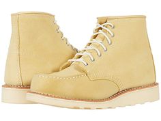 Red Wing Heritage 6 Classic Moc - Women's Lace-up Boots : Butter Abiline : Timeless style and rugged durability makes the Classic 6 Classic Moc boot a favorite from Red Wing Shoes. Full-grain water-repellent leather uppers. Seven-eyelet lace-up closure. Smooth and breathable leather linings naturally wick away moisture to maintain a healthy, happy foot environment. Leather-lined footbed molds to your foot to create a customized fit. Flexible crepe outsole minimizes shock and vibration while maxi Women's Lace Up Boots, Wing Shoes, Red Wing Shoes, Red Wing, Eyelet Lace, Red Wings, Healthy Happy, Timberland Boots, Lace Up Boots