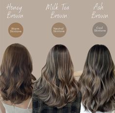 Korean Hair Color Balayage, Milk Chocolate Hair Color With Highlights, Milk Tea Highlights On Brown Hair, Hair Colour Ideas 2024, Hair Color For Cool Skin Tones, Elegant Hair Color, Tea Hair Color, Cool Toned Brunette, Milk Tea Hair Color