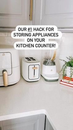 the kitchen counter is clean and ready to be used by someone who has been cooking