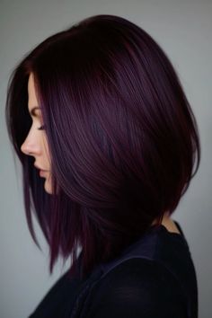 Purpleish Hair, Burgundy Purple Hair, Purple Burgundy Hair, Dark Burgundy Hair Color, Pelo Color Vino, Dark Purple Hair, Hair Challenge, Plum Hair, Violet Hair