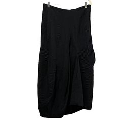 This High-Quality, Fully Lined Midi Skirt Features A Side Zip With An Elastic Back Waist. It Has A Contemporary Shape With Highs And Lows From Gathers And Folds Within The Construction. Slight Bubble-Like, Uneven Hem. A Minimalistic And Classic Skirt That Can Be Dressed Up Or Down. New With Tags, Excellent Condition. Black Textured Fabric, Size 4 Is A Us 12/14 Waist: 17" Length: 37" White Plaid Skirt, Long Jean Skirt, Polka Dot Midi Skirt, Handmade Skirts, Stretchy Skirt, Classic Skirts, Petite Skirt, Long Jeans, Mid Length Skirts