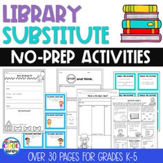 no prep activities for reading and writing with the text library subtitue, no prep