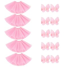 a set of pink tulle skirts and bows