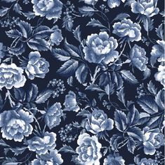 blue denim navy wallpaper Vintage Bathroom Wallpaper, Bathroom Wallpaper Vintage, Denim Roses, Wallpaper With Blue, Deep Summer, Vintage Floral Backgrounds, Rose Paper, Deep Navy Blue, Summer Yellow