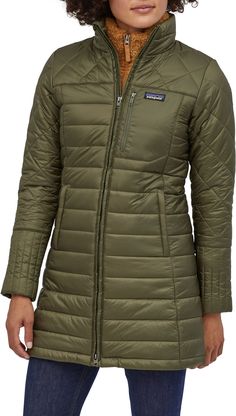 Sport and style come together in the Radalie Parka from Patagonia®. This sleek style features an all-over quilted pattern and Thermogreen® insulation to keep your feminine silhouette warm and cozy this cold weather season. Multiple pockets allow you to carry essentials while the zip front closure and stand up collar offer extra protection from gusty winds. Gear up and look good in the Patagonia® Radalie Parka. Fit: Slim fit parka Technology Thermogreen® insulation for added warmth Super soft fab Types Of Dragons, Puffer Parka, Parka Style, Winter Closet, Long Winter Coats, Patagonia Fleece, Womens Parka, Patagonia Jacket, Patagonia Jackets