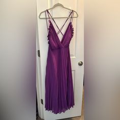 Purple Pleated Midi Zara Dress. Size Medium. Nwt Bought As Wedding Guest Dress Option And Didn’t Return In Time! Purple Flowy Dress For Party, Purple Flowy Dress For Wedding, Flowy Purple Prom Dress, Purple Flowy Prom Dress, Zara Sleeveless Wedding Dress, Ruffled Midi Dress For Cocktail, Formal Purple Flowy Maxi Dress, Zara V-neck Wedding Dress, Zara Sleeveless Midi Dress For Wedding