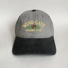 100 % Cotton.  One size fits most with an adjustable buckle strap closure. Adult / Unisex Thick ,Soft , and light material. Very nice quality built hats with quality embroidery work. Wind Cave National Park, Chino Hills, Embroidered Cap, Embroidered Caps, Hat Baseball, Embroidery Work, Baseball Hat, Trucker Cap, Caps Hats