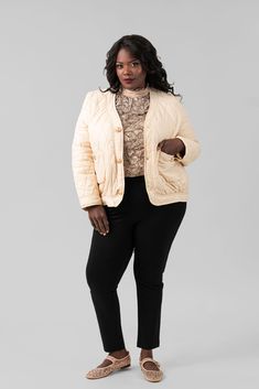 Our quilted puffer jacket in an easy relaxed fit. Comfort and style combined. Jacket has gold trimmed snap buttons for easy closure. Lightweight and stylish. Get this Burberry inspired look at a fraction of the cost. Casual Quilted Outerwear For Loungewear, Casual Quilted Outerwear For Lounging, Quilted Button-up Work Outerwear, Quilted Button-up Outerwear For Work, Quilted Long Sleeve Puffer Jacket For Work, Long Sleeve Puffer Quilted Jacket For Work, Long Sleeve Quilted Puffer Jacket For Work, Casual Quilted Puffer Jacket For Work, Chic Quilted Jacket For Workwear