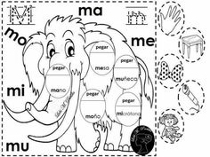 an animal worksheet with words and pictures to help students learn the letter m