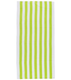 a green and white striped towel on a white background