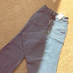 So Cute! 70s Style High Rise Striped Jeans Forever 21 Casual Blue Bottoms, Trendy Blue Bottoms By Forever 21, Trendy Blue Bottoms From Forever 21, Trendy Blue Bottoms Forever 21, Black Flare Jeans, Womens White Jeans, Womens Flare Jeans, Light Denim Jeans, High Rise Flare Jeans