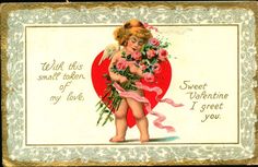 VALENTINE, Cupid, Red Heart, TUCK QUALITY, 1911 Antique Vintage Postcard #ValentinesDay Cupid Vintage, Valentine Cupid, Pink Rose Bouquet, Sweet Valentine, Valentine Card, Old Postcards, Card Illustration, Printable Image