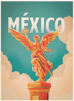 an image of a statue on top of a building with the word mexico in spanish