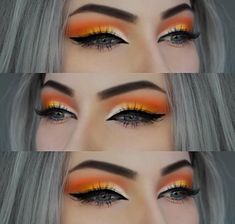 Orange Eye Makeup, Halloween Make-up Looks, Halloweenský Makeup, Halloween Eye Makeup