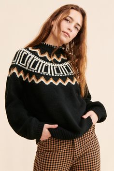 Rent Payton Knit Sweater from Nuuly. Pick 6 items for $98/month. Free shipping + returns. Black Outerwear With Fair Isle Pattern For Fall, Black Fair Isle Pattern Outerwear For Fall, Black Nordic Sweater For Fall, Nordic Style Black Sweater For Fall, Wool Sweater With Fair Isle Pattern For Fall, Nordic Wool Sweater For Fall, Fall Wool Sweater With Fair Isle Pattern, Nordic Sweater For Fall Cold Weather, Nordic Style Knitted Fall Sweater