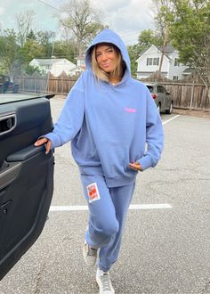 Simple Cute Sweatshirt, Affordable Fitted Trendy Hoodie, Cheap Trendy Fitted Hoodie, Cheap Fun Hoodie Sweatshirt, Cute Cheap Sweatshirt As Gift, Cute Sweats, Blue Sweatpants, Sweat Set