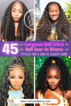 Gorgeous Half Stitch Half Sew-in for Black Queens! Sew In Weave Hairstyles, Sew In Weave, Stitch Braids, Feed In Braid, Quick Weave, Black Queen, Weave Hairstyles