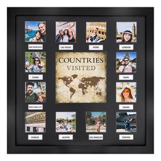 a black frame with pictures and the words countries visited