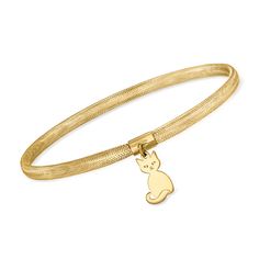 Ross-Simons - Italian 14kt Yellow Gold Mesh Cat Charm Bracelet. 8". This bracelet is the purr-fect gift for a cat lover! Crafted in Italy, the adorable piece features a flex mesh bracelet with an adorable cat charm in 14kt yellow gold. Stretches to slip-on. 14kt yellow gold mesh cat charm bracelet. Gold Sheep Bracelet, Cat Charm Bracelet, Murano Jewelry, Yellow Bracelet, Fine Jewelery, Cat Charm, Mesh Bracelet, Natural Gold, Fine Jewelry Bracelets