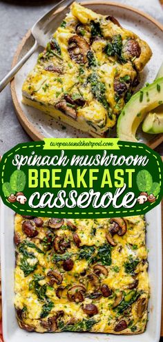 This Spinach Mushroom Breakfast Casserole is a vegetarian egg casserole that's the perfect addition to your Easter food ideas! This homemade egg casserole is always a crowd-pleaser! Pin this Easter brunch recipe! Sausage Mushroom Egg Bake, Easter Egg Casserole Recipes, Vegan Egg Casserole Recipes, Healthy Egg Dishes For Breakfast, Whole 30 Egg Casserole, Healthy Egg Casserole Clean Eating, Gf Egg Casserole, No Cheese Egg Casserole, Vegetarian Christmas Breakfast Casserole