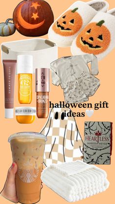 a collage of halloween items including shoes, pumpkins and other things to decorate with them