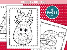 printable christmas dot art for kids to color and practice number recognition skills on the holiday dot art page