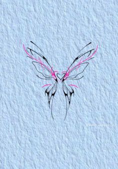 a drawing of a bird with pink wings on it's back legs and feet