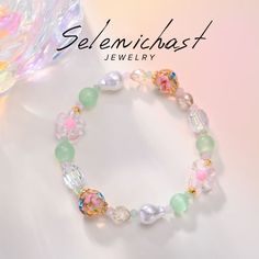 Pastel Natural Stone Beaded Bracelet Elastic Bracelet, Baroque Pearls, Jewelry For Women, In Summer, Colored Glass, Stone Beads, Beaded Bracelet, Summer Vibes, Natural Stone