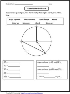 the area of a circle worksheet is shown in this image, it shows