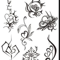 an assortment of tattoo designs on a white background