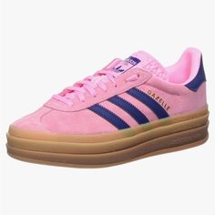 I Paid $200 On Amazon, Comes With Navy And Pink Laces, Size 7.5 In Women’s, Great Condition, Only Worn Once Pink Adidas Sneakers With Vulcanized Sole, Adidas Pink Sneakers With Vulcanized Sole, Pink Sneakers With Contrast Sole For Spring, Spring Pink Sneakers With Contrast Sole, Adidas Sneakers With Gum Sole, Blue Gum Sole Sneakers, Blue Sneakers With Gum Sole, Adidas Gazelles, Adidas Gazelle Bold