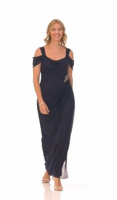 Long Cold Shoulder Mesh Dress with Cowl Neckline, Overlay Cascade Skir – alexevenings.com Mesh Gown, Overlay Skirt, Flattering Dress, Cowl Neckline, Flattering Dresses, Mesh Dress, Cowl Neck, Cold Shoulder, Cold Shoulder Dress